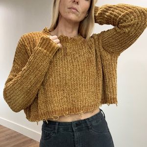 Nordstrom Rack Love by Design gold Crop Sweater - Size Medium